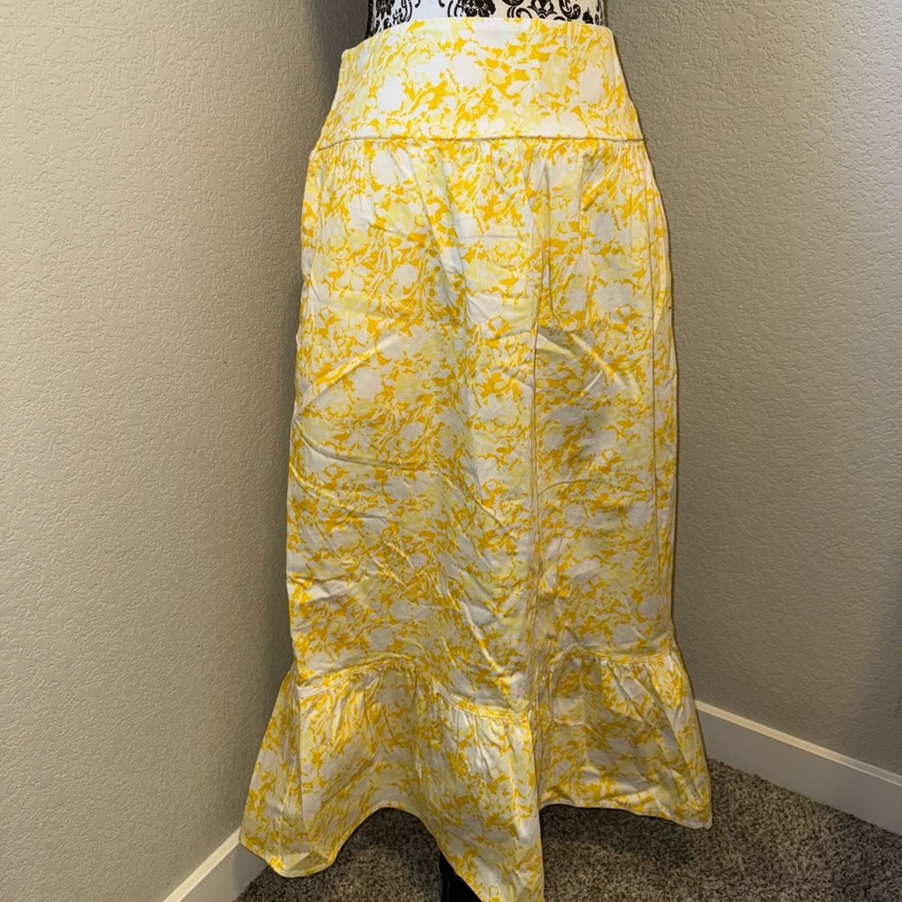 INC International Concepts Yellow and White Floral Maxi Skirt